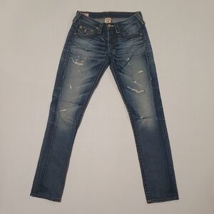 🔥 VINTAGE True Religion Distressed Blue Denim Jeans | Straight Fit | Women 23